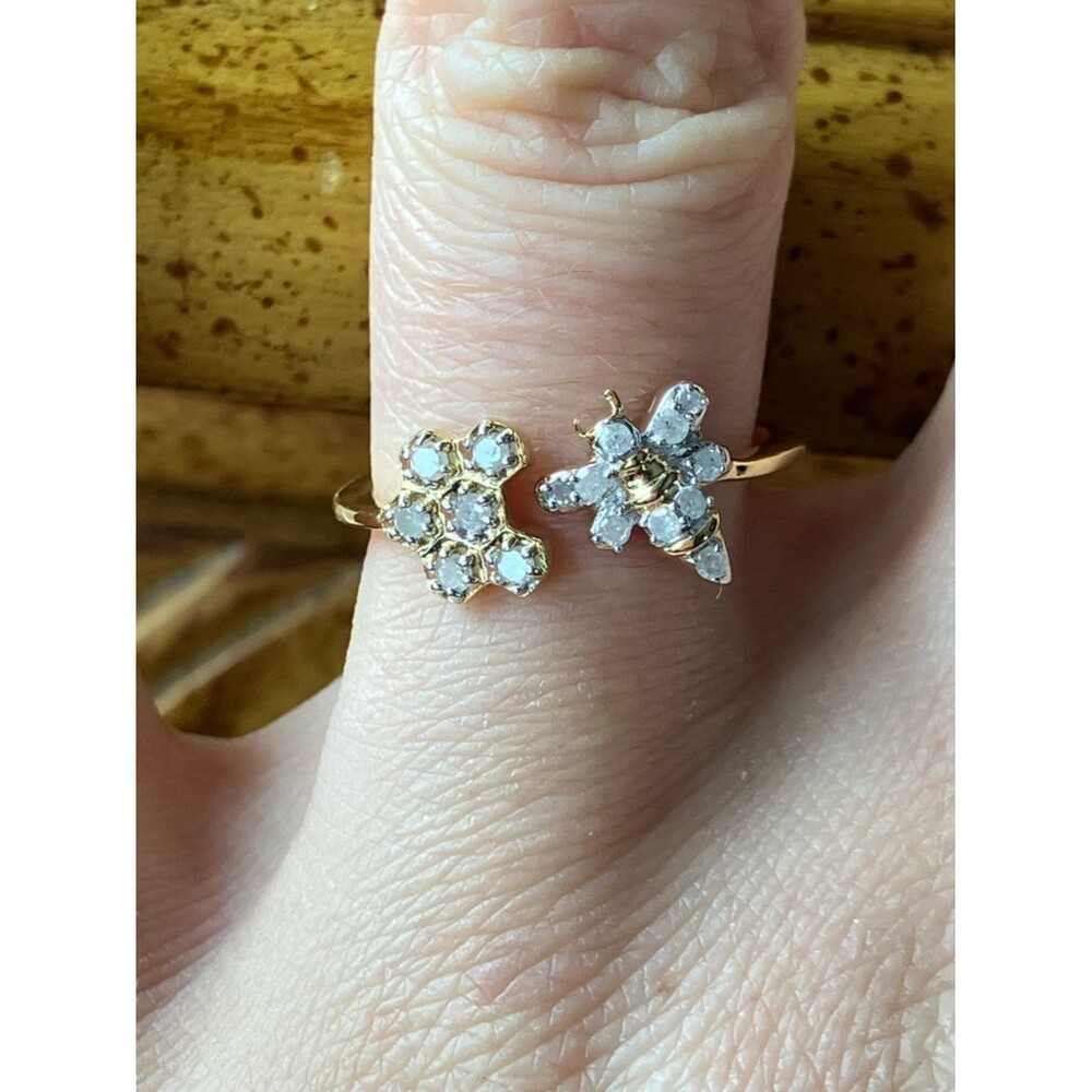 Natural White Diamond Sterling Silver Ring Size 7